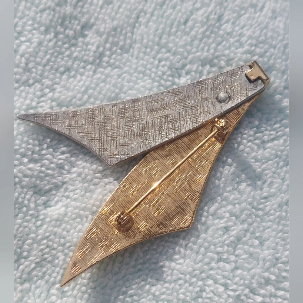 Set Of Vintage Pins Brooches Gold Tone Rhinestones - Picture 10 of 11